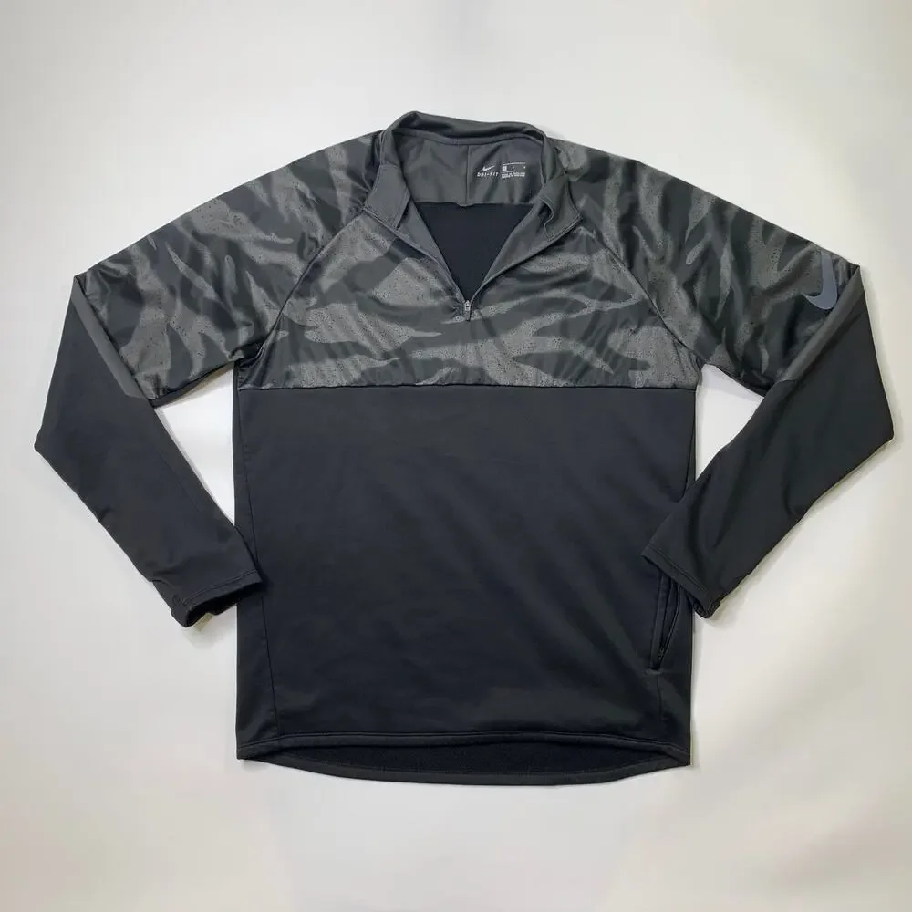 Nike Training Shirt Womens L Large Black Gray Sportswear Club Fleece Half Zip